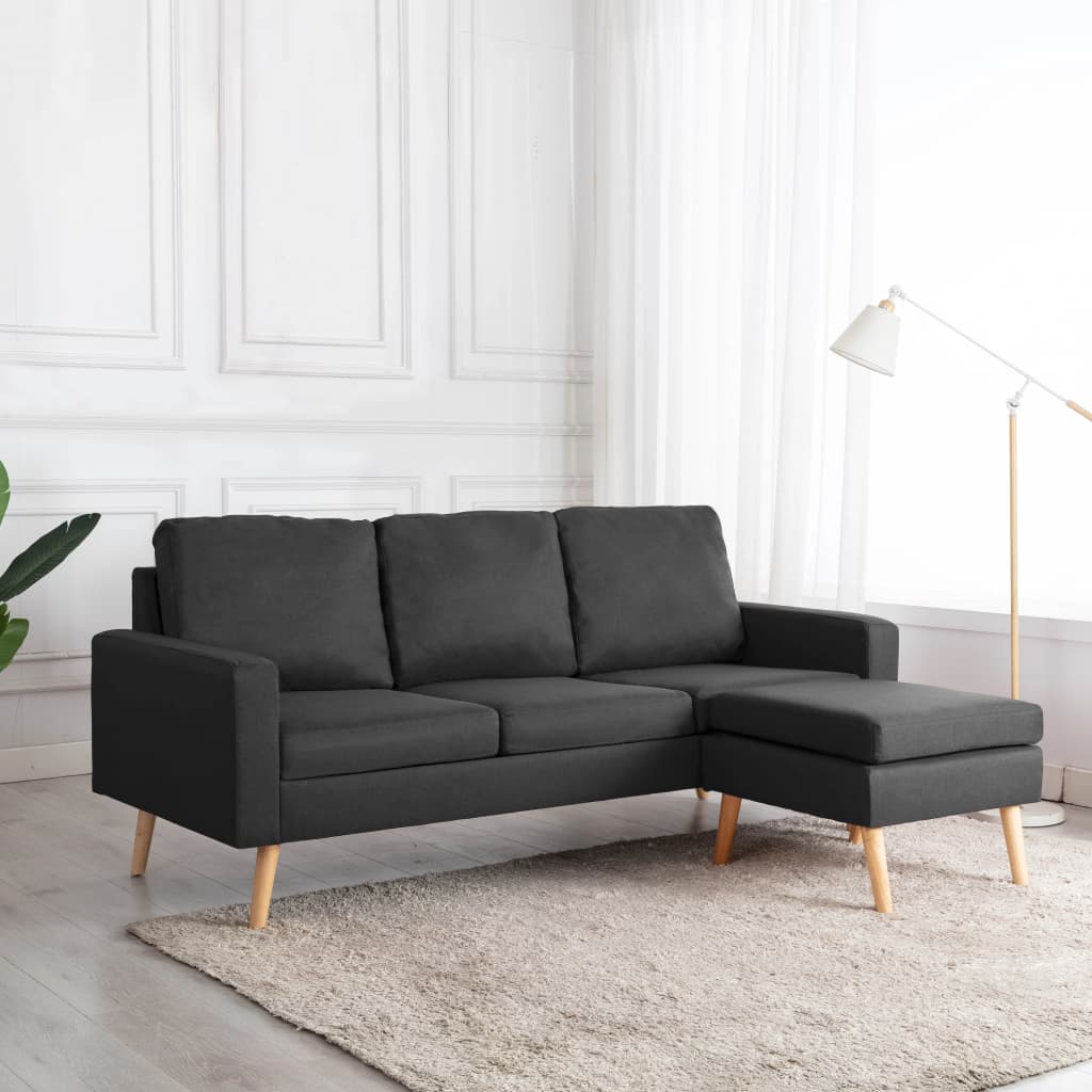 Driezitsbank met voetenbank stof donkergrijs is nu te koop bij PeponiXL, paradijselijk wonen!