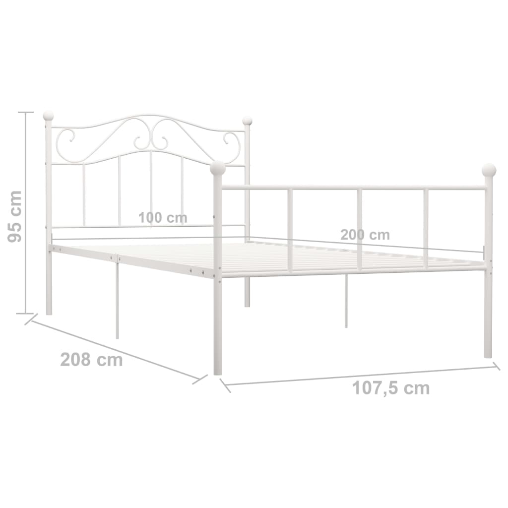 Bedframe metaal wit 100x200 cm is nu te koop bij PeponiXL, paradijselijk wonen!