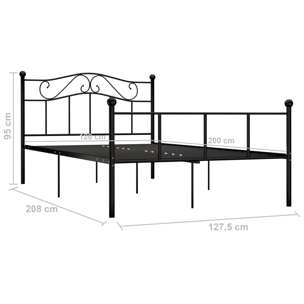 Bedframe metaal zwart 120x200 cm is nu te koop bij PeponiXL, paradijselijk wonen!