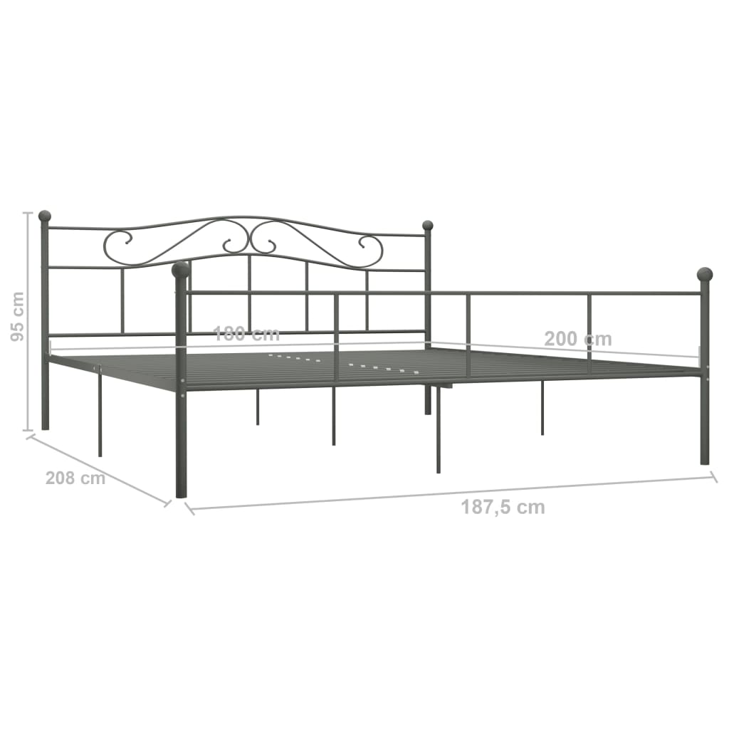Bedframe metaal grijs 180x200 cm is nu te koop bij PeponiXL, paradijselijk wonen!