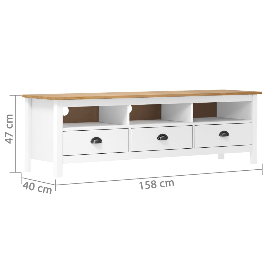 Tv-meubel Hill Range 158x40x47 cm massief grenenhout wit is nu te koop bij PeponiXL, paradijselijk wonen!