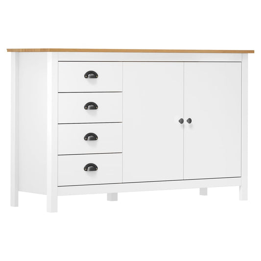 Dressoir Hill 130x40x80 cm massief grenenhout wit is nu te koop bij PeponiXL, paradijselijk wonen!