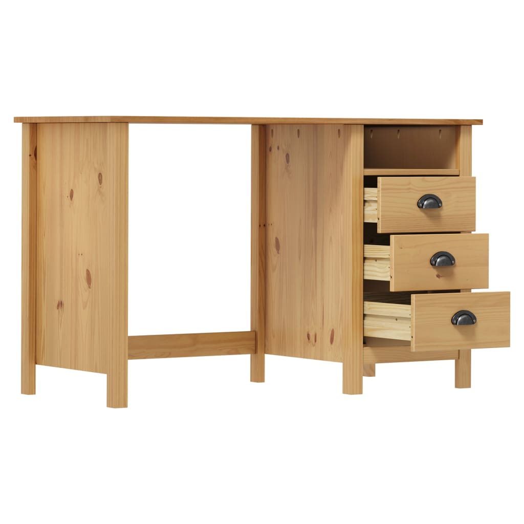 Bureau Hill 3 lades 120x50x74 cm massief grenenhout is nu te koop bij PeponiXL, paradijselijk wonen!