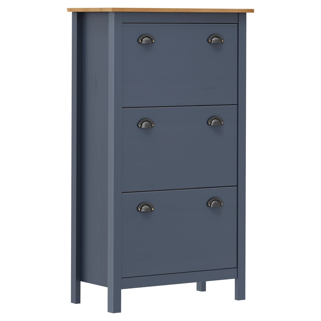 Schoenenkast Hill 72x35x124 cm massief grenenhout grijs is nu te koop bij PeponiXL, paradijselijk wonen!