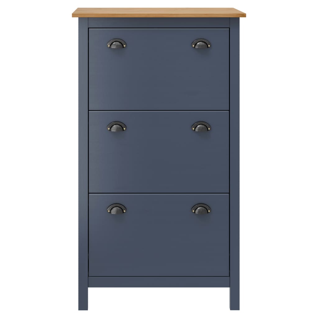 Schoenenkast Hill 72x35x124 cm massief grenenhout grijs is nu te koop bij PeponiXL, paradijselijk wonen!