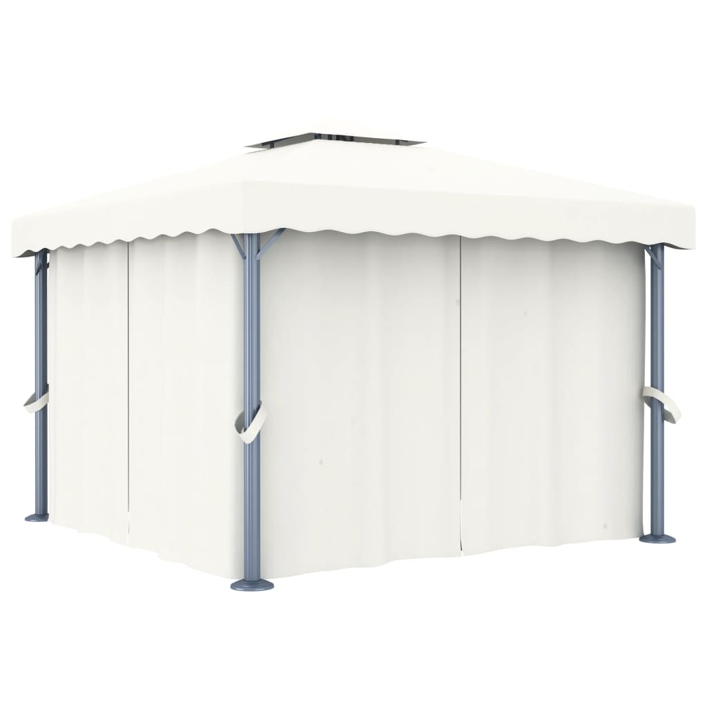 Prieel met gordijn 3x3 m aluminium crèmewit is nu te koop bij PeponiXL, paradijselijk wonen!