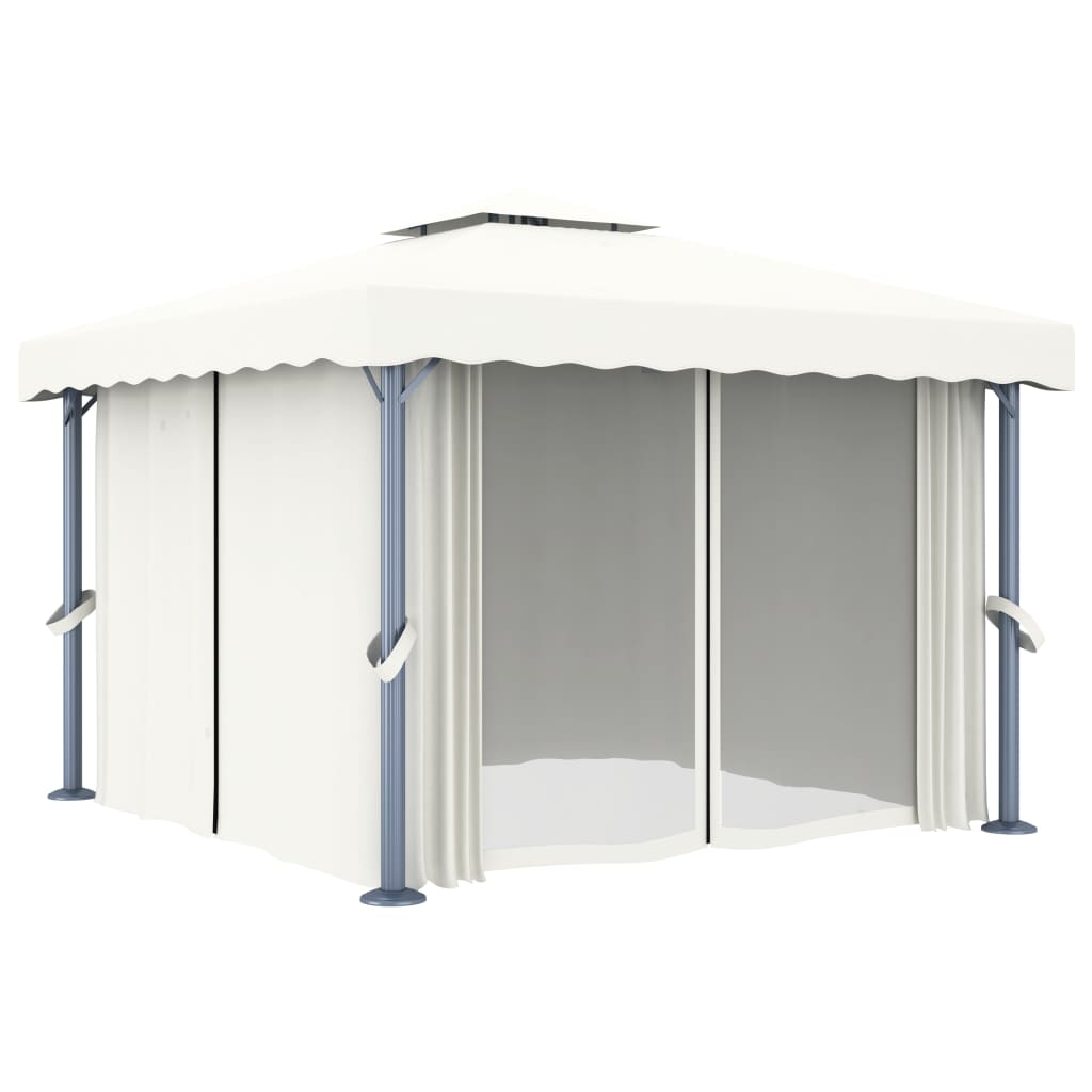 Prieel met gordijn 3x3 m aluminium crèmewit is nu te koop bij PeponiXL, paradijselijk wonen!