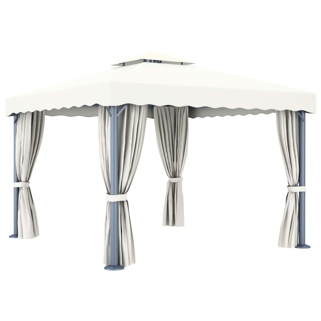Prieel met gordijn 3x3 m aluminium crèmewit is nu te koop bij PeponiXL, paradijselijk wonen!