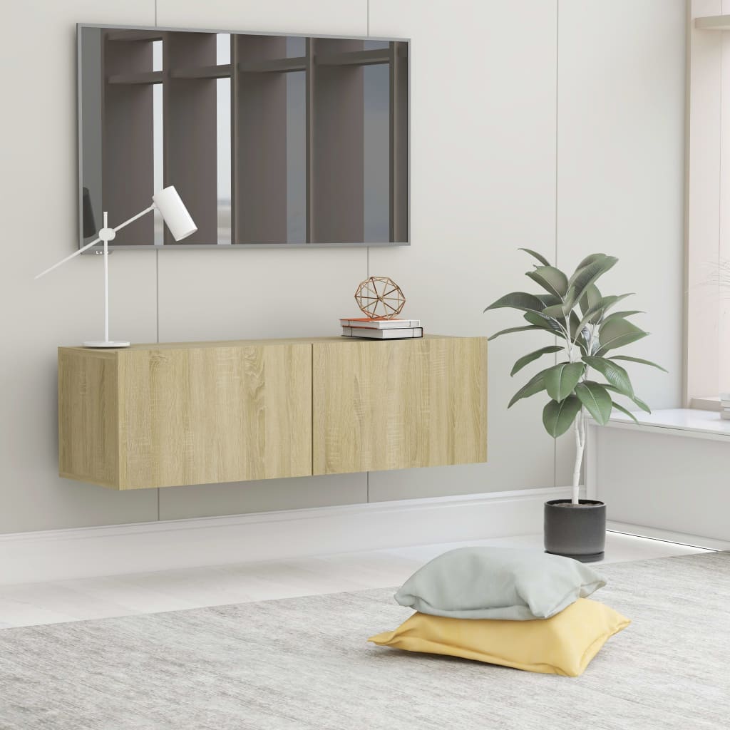 Tv-meubel 100x30x30 cm bewerkt hout sonoma eikenkleurig is nu te koop bij PeponiXL, paradijselijk wonen!