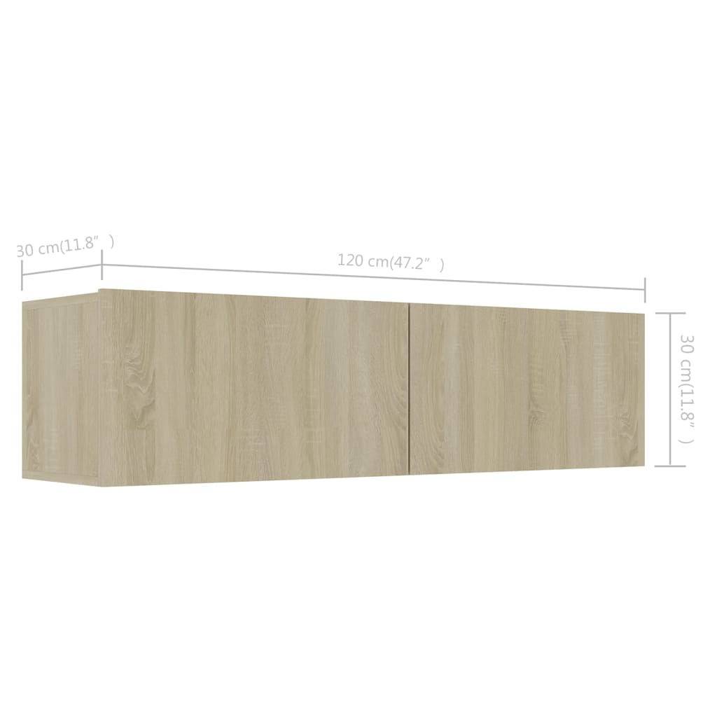 Tv-meubel 120x30x30 cm bewerkt hout sonoma eikenkleurig is nu te koop bij PeponiXL, paradijselijk wonen!