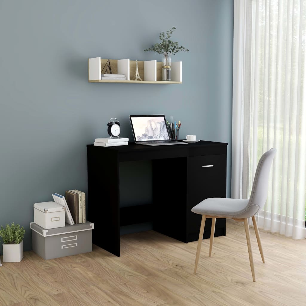 Bureau 100x50x76 cm bewerkt hout zwart is nu te koop bij PeponiXL, paradijselijk wonen!