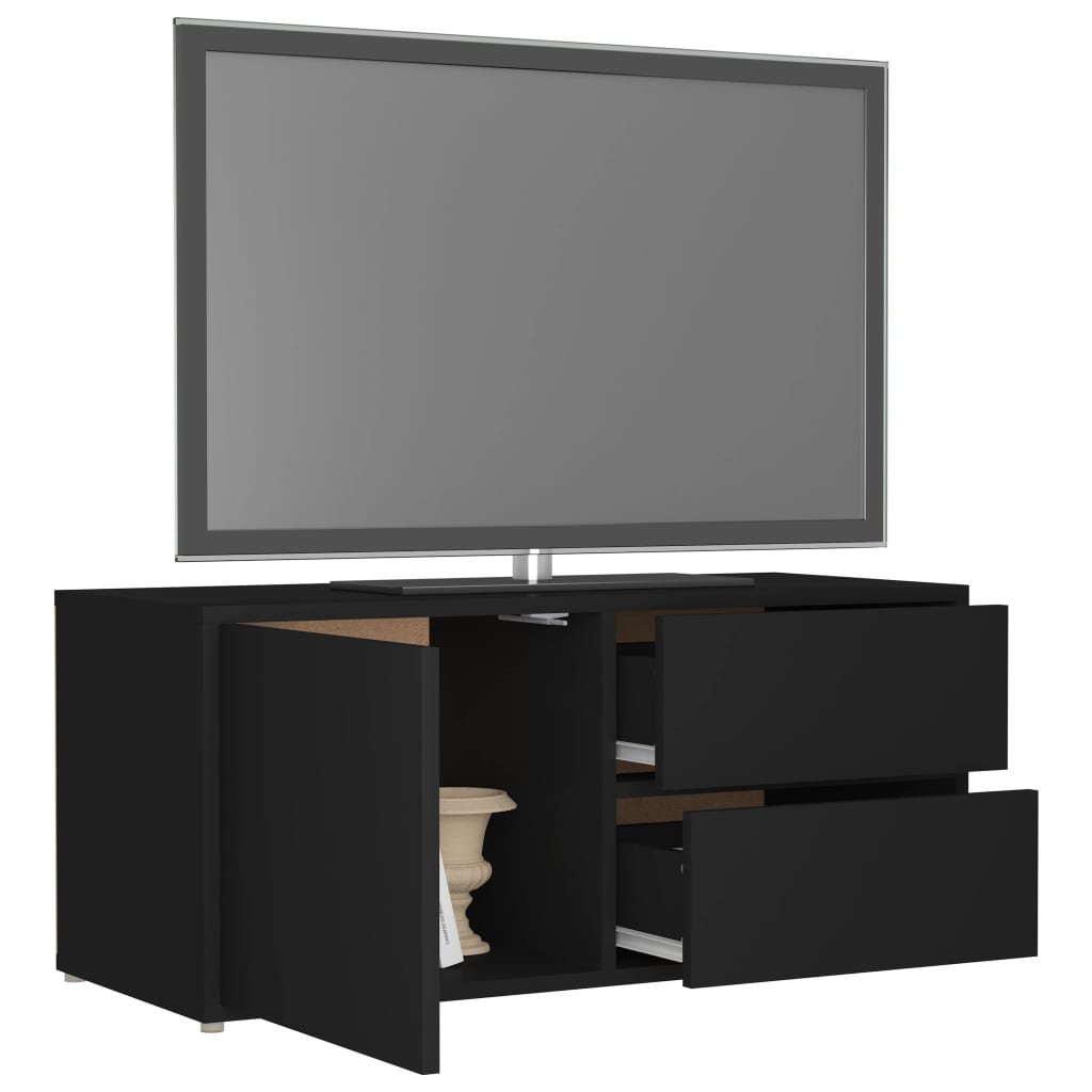 Tv-meubel 80x34x36 cm bewerkt hout zwart is nu te koop bij PeponiXL, paradijselijk wonen!
