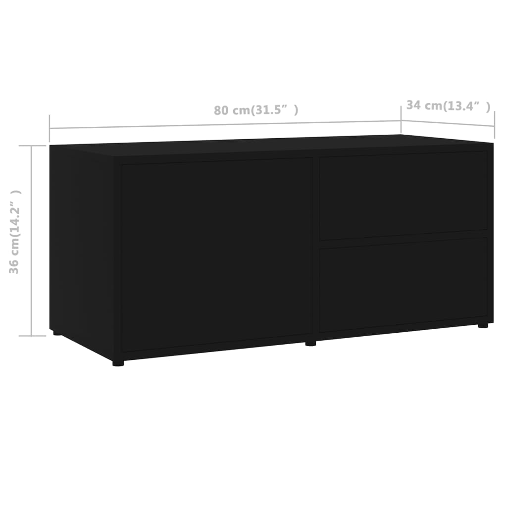 Tv-meubel 80x34x36 cm bewerkt hout zwart is nu te koop bij PeponiXL, paradijselijk wonen!