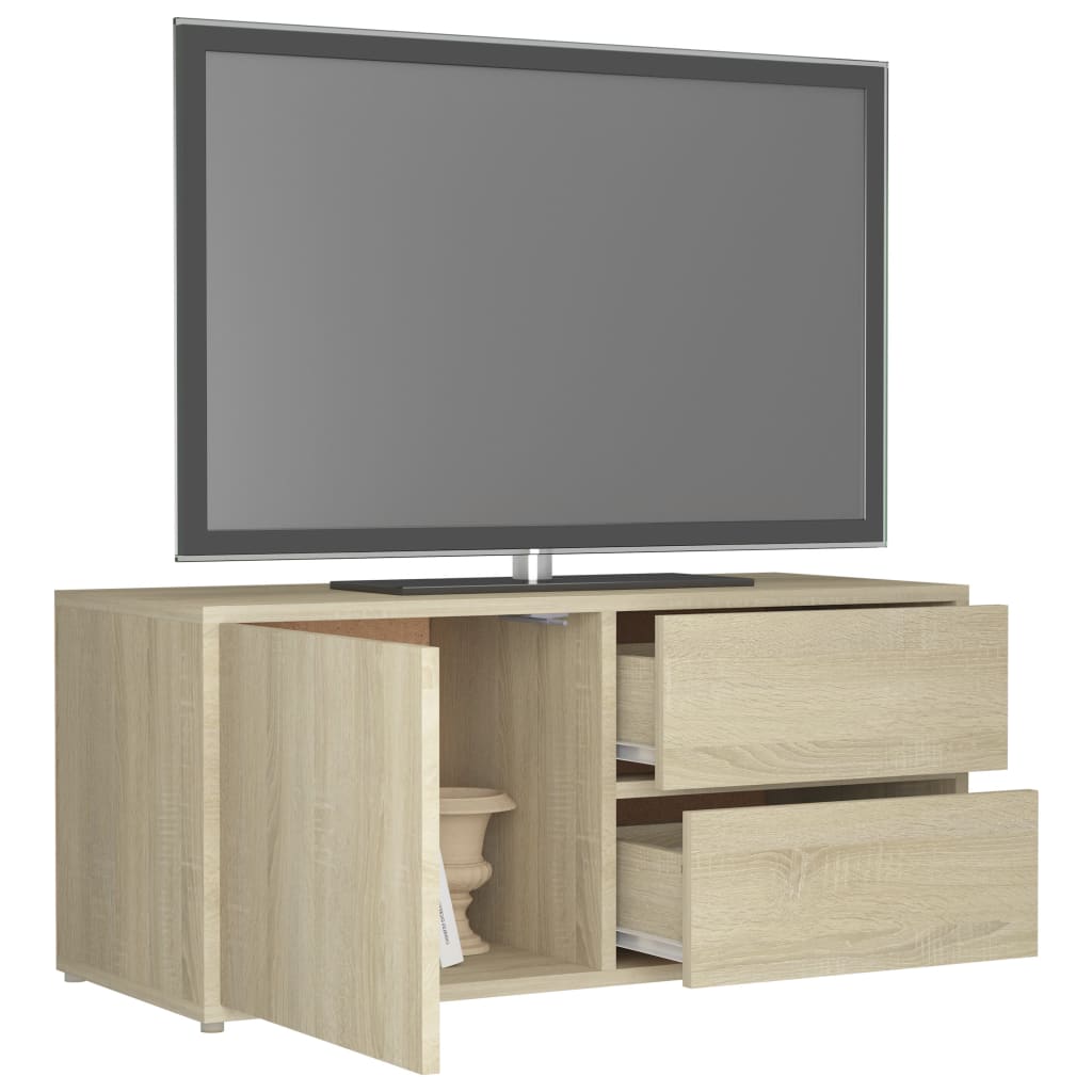 Tv-meubel 80x34x36 cm bewerkt hout sonoma eikenkleurig is nu te koop bij PeponiXL, paradijselijk wonen!