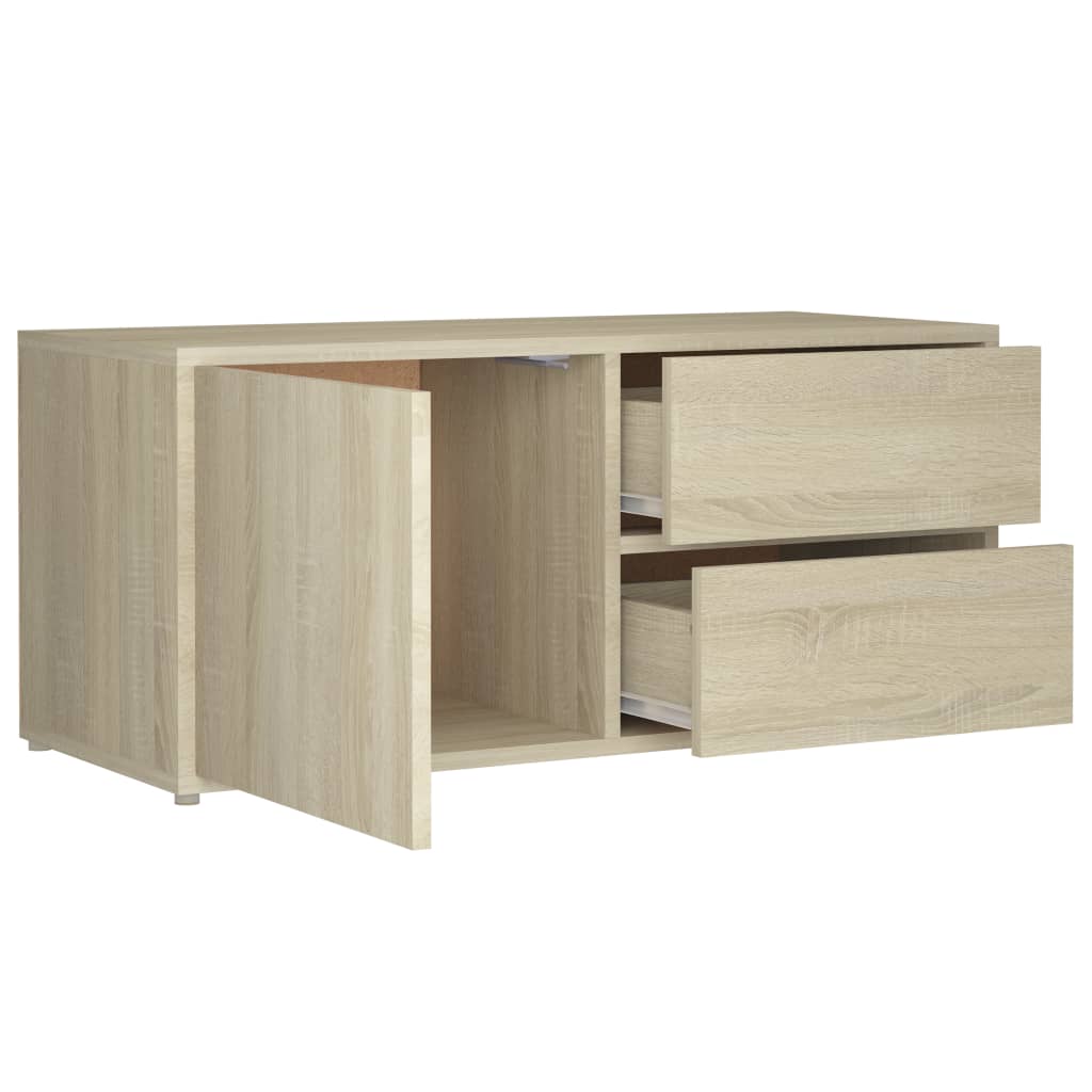 Tv-meubel 80x34x36 cm bewerkt hout sonoma eikenkleurig is nu te koop bij PeponiXL, paradijselijk wonen!