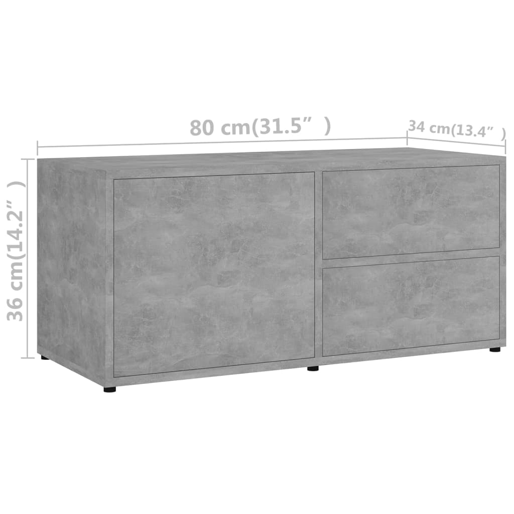 Tv-meubel 80x34x36 cm bewerkt hout betongrijs is nu te koop bij PeponiXL, paradijselijk wonen!