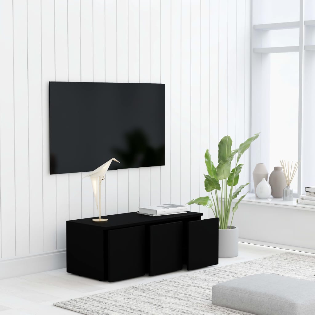 Tv-meubel 80x34x30 cm bewerkt hout zwart is nu te koop bij PeponiXL, paradijselijk wonen!
