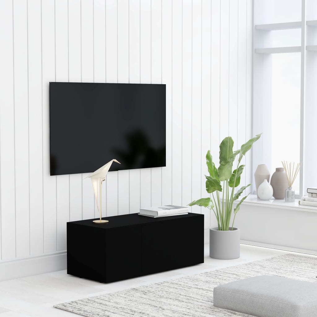 Tv-meubel 80x34x30 cm bewerkt hout zwart is nu te koop bij PeponiXL, paradijselijk wonen!