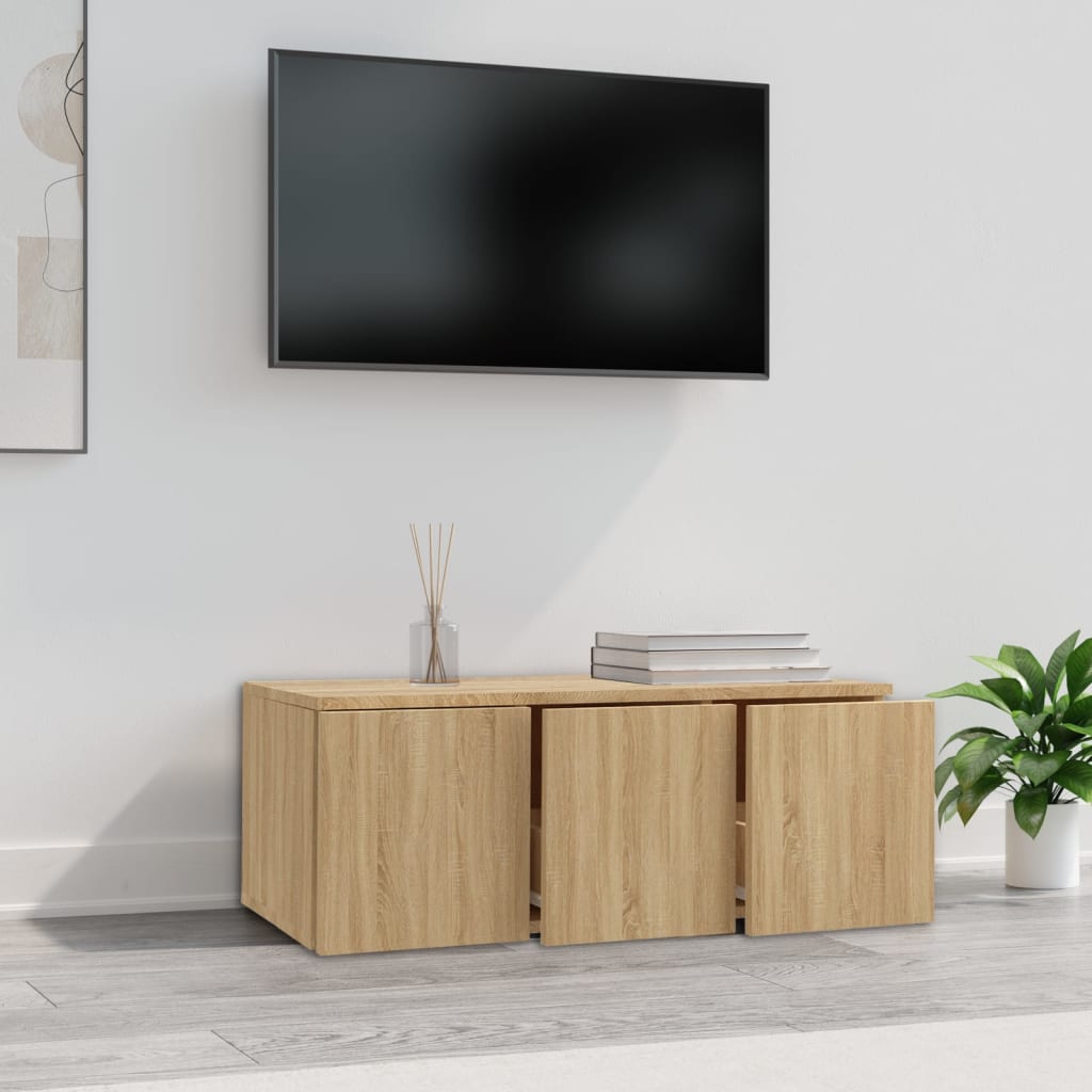 Tv-meubel 80x34x30 cm bewerkt hout sonoma eikenkleurig is nu te koop bij PeponiXL, paradijselijk wonen!