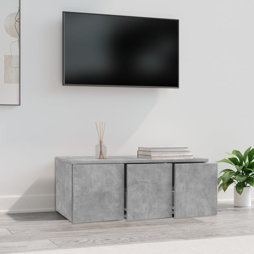 Tv-meubel 80x34x30 cm bewerkt hout betongrijs is nu te koop bij PeponiXL, paradijselijk wonen!