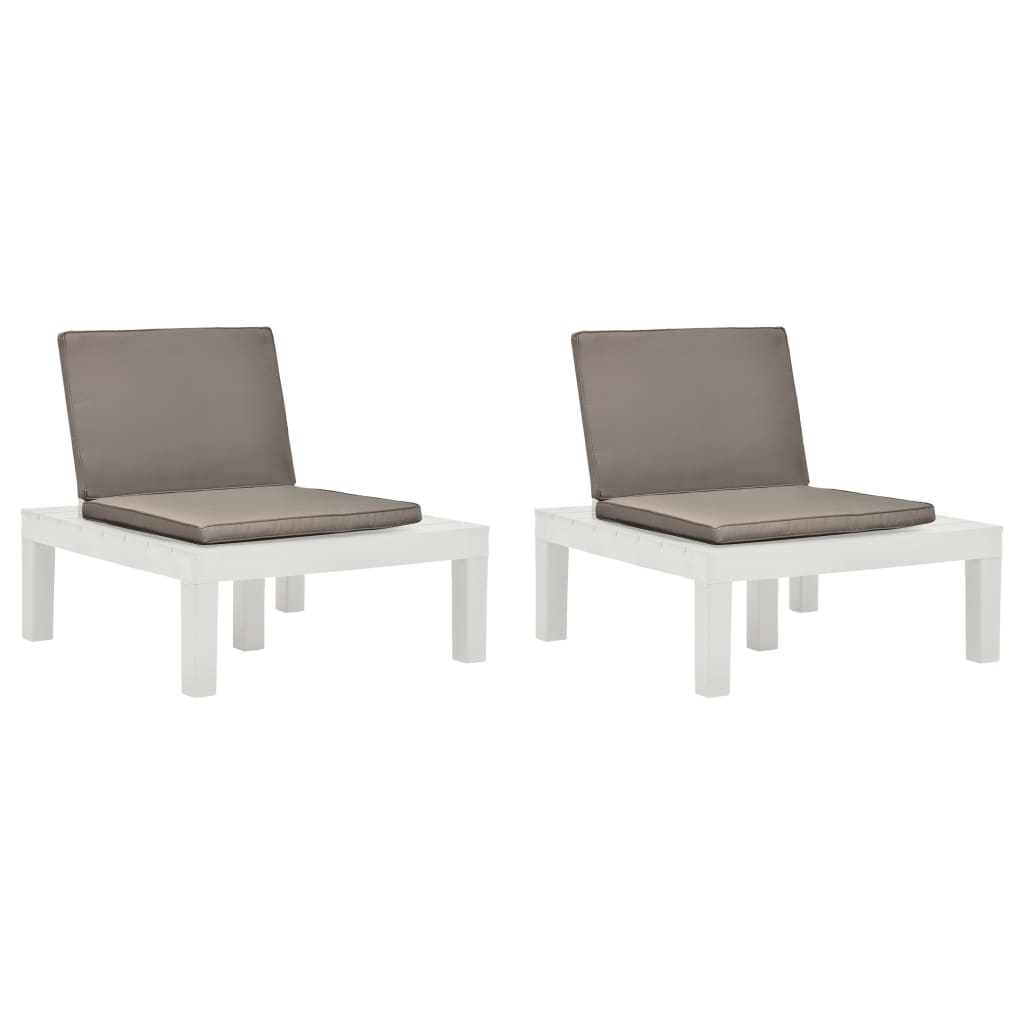 Loungestoelen 2 st met kussens kunststof wit is nu te koop bij PeponiXL, paradijselijk wonen!