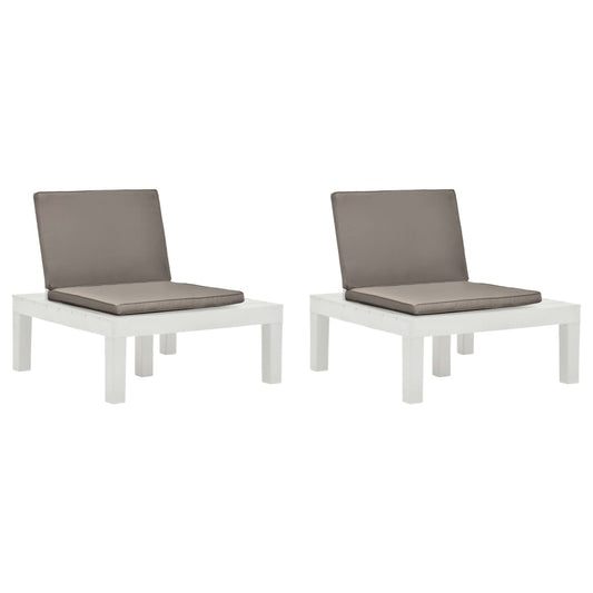 Loungestoelen 2 st met kussens kunststof wit is nu te koop bij PeponiXL, paradijselijk wonen!