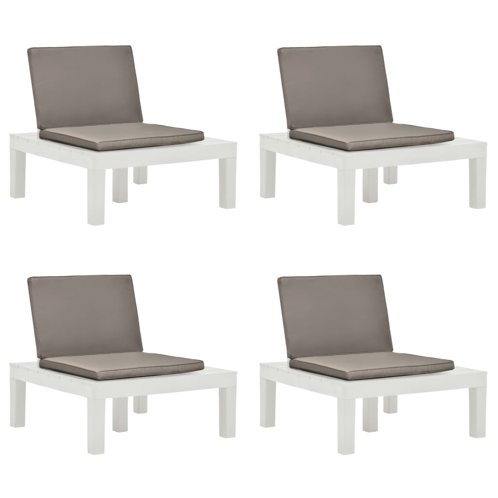 Loungestoelen 4 st met kussens kunststof wit is nu te koop bij PeponiXL, paradijselijk wonen!
