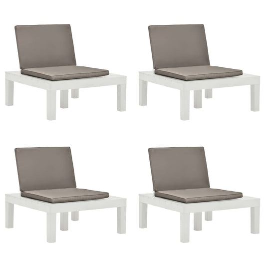Loungestoelen 4 st met kussens kunststof wit is nu te koop bij PeponiXL, paradijselijk wonen!