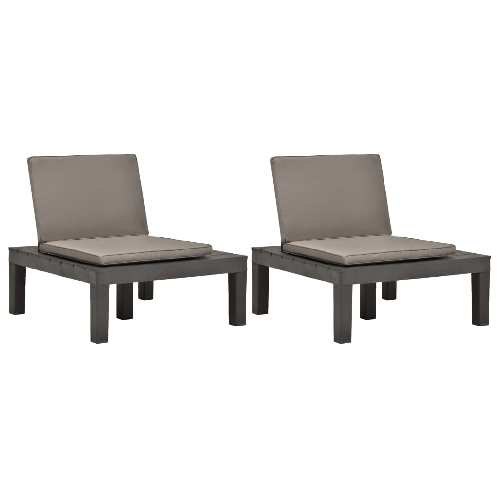 Loungestoelen 2 st met kussens kunststof antraciet is nu te koop bij PeponiXL, paradijselijk wonen!