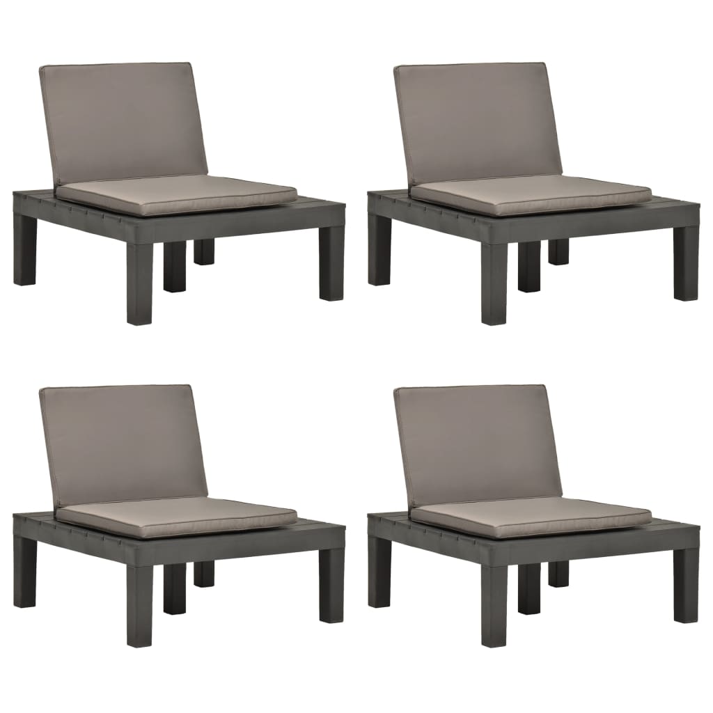 Loungestoelen 4 st met kussens kunststof antraciet is nu te koop bij PeponiXL, paradijselijk wonen!