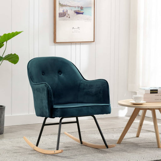 Schommelstoel fluweel blauw is nu te koop bij PeponiXL, paradijselijk wonen!