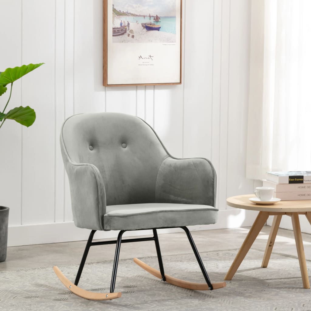 Schommelstoel fluweel grijs is nu te koop bij PeponiXL, paradijselijk wonen!