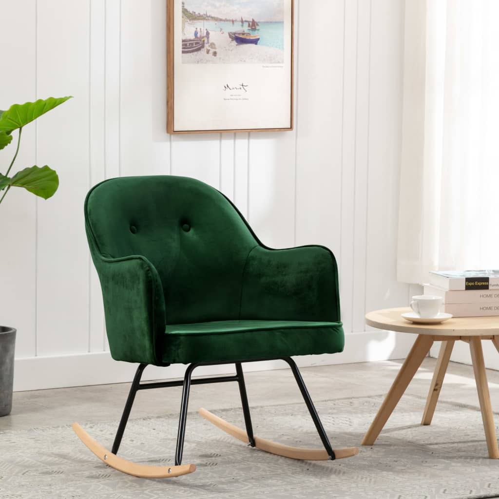 Schommelstoel fluweel donkergroen is nu te koop bij PeponiXL, paradijselijk wonen!