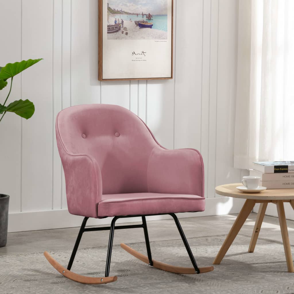 Schommelstoel fluweel roze is nu te koop bij PeponiXL, paradijselijk wonen!