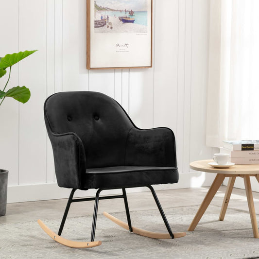 Schommelstoel fluweel zwart is nu te koop bij PeponiXL, paradijselijk wonen!