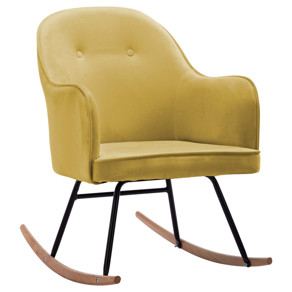 Schommelstoel fluweel mosterdgeel is nu te koop bij PeponiXL, paradijselijk wonen!