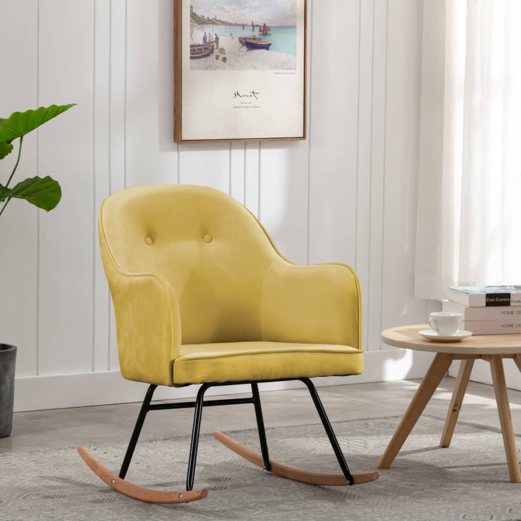 Schommelstoel fluweel mosterdgeel is nu te koop bij PeponiXL, paradijselijk wonen!