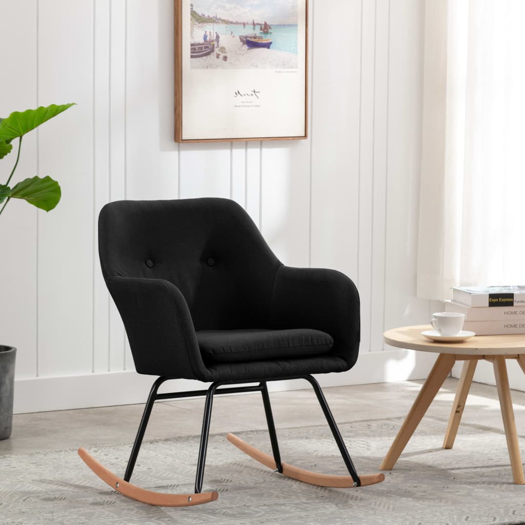 Schommelstoel stof zwart is nu te koop bij PeponiXL, paradijselijk wonen!