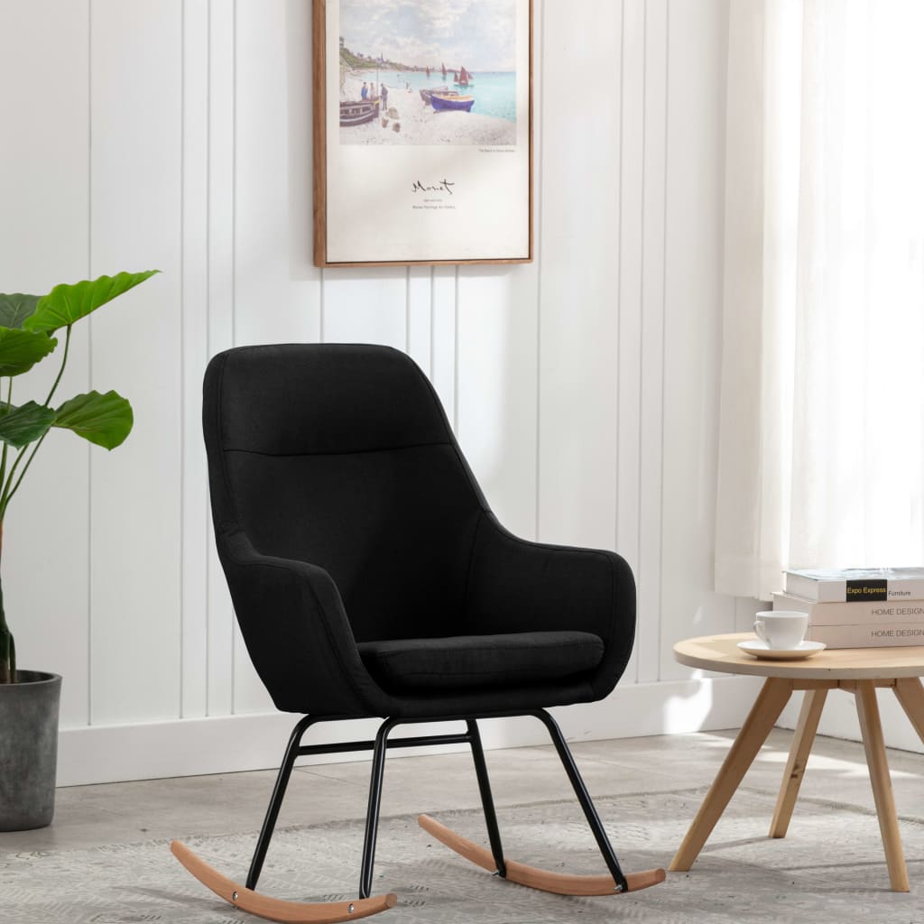 Schommelstoel stof zwart is nu te koop bij PeponiXL, paradijselijk wonen!