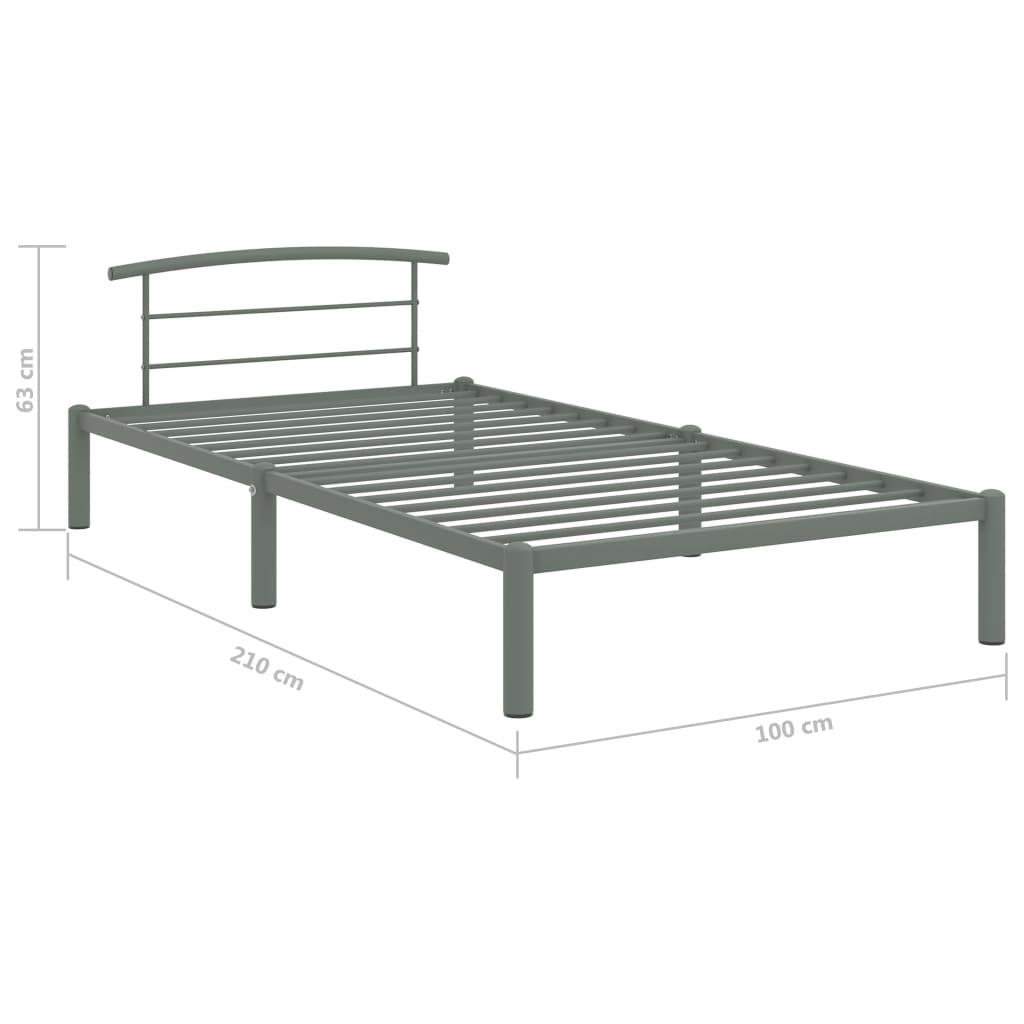 Bedframe metaal grijs 90x200 cm is nu te koop bij PeponiXL, paradijselijk wonen!