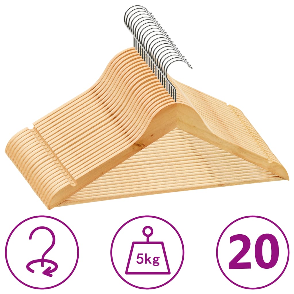 20-delige Kledinghangerset anti-slip hardhout is nu te koop bij PeponiXL, paradijselijk wonen!