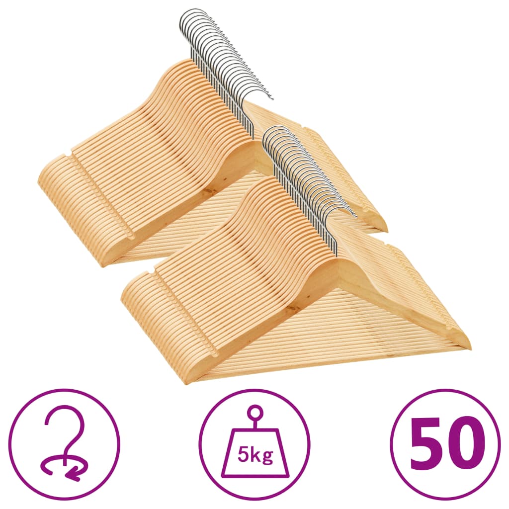 50-delige Kledinghangerset anti-slip hardhout is nu te koop bij PeponiXL, paradijselijk wonen!