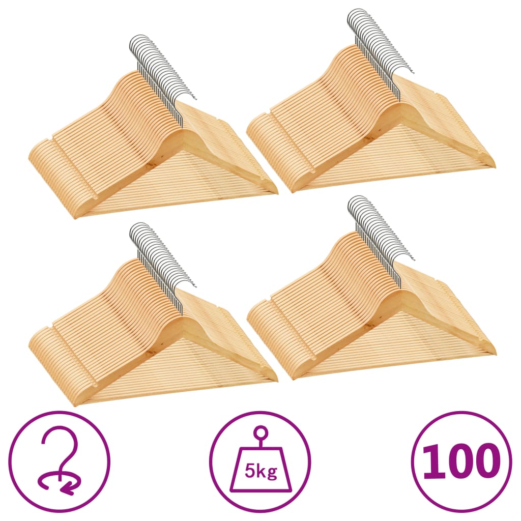100-delige Kledinghangerset anti-slip hardhout is nu te koop bij PeponiXL, paradijselijk wonen!