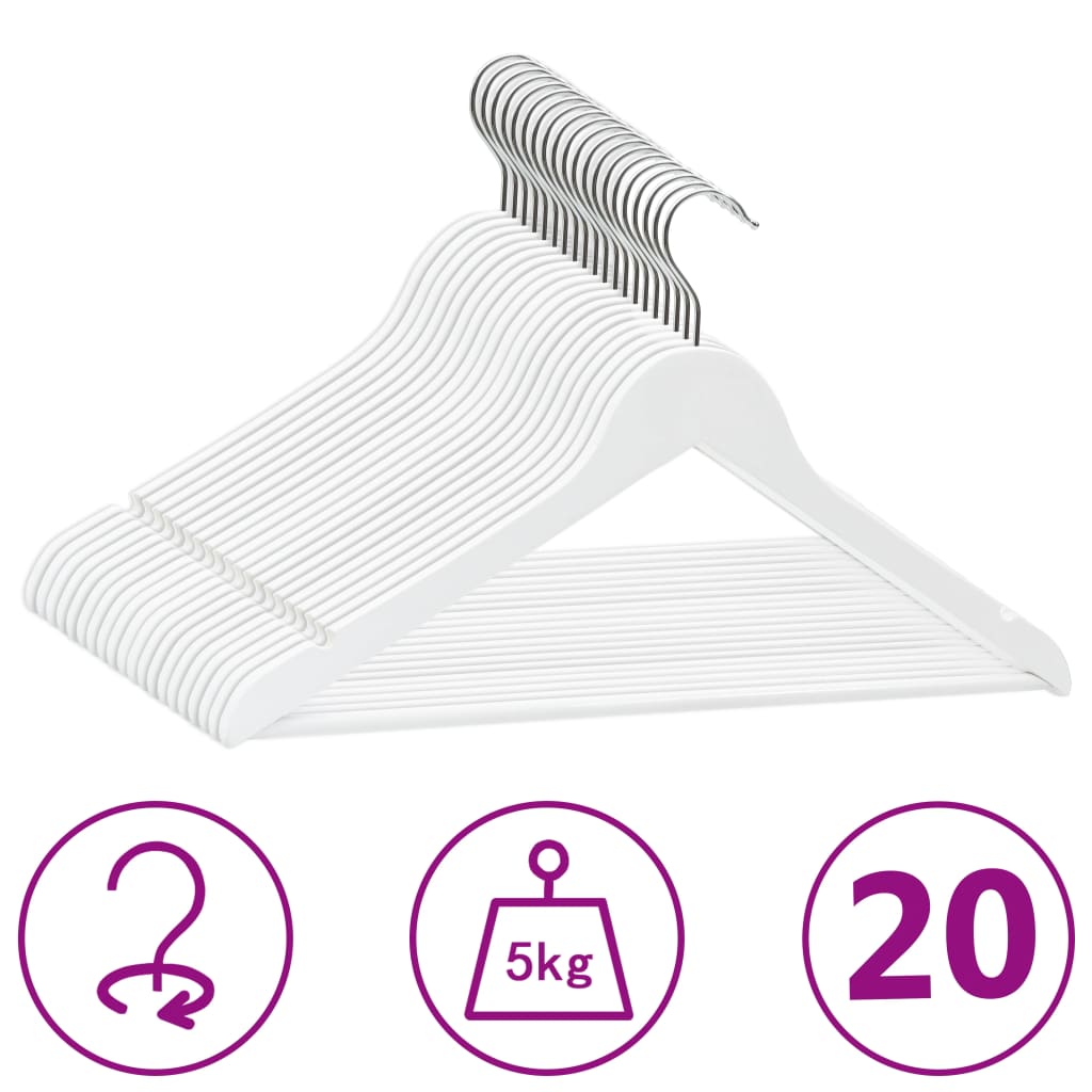 20-delige Kledinghangerset anti-slip hardhout wit is nu te koop bij PeponiXL, paradijselijk wonen!