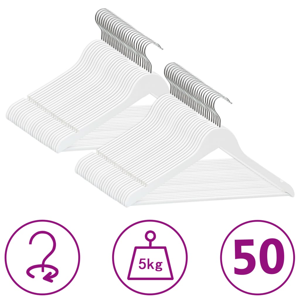 50-delige Kledinghangerset anti-slip hardhout wit is nu te koop bij PeponiXL, paradijselijk wonen!