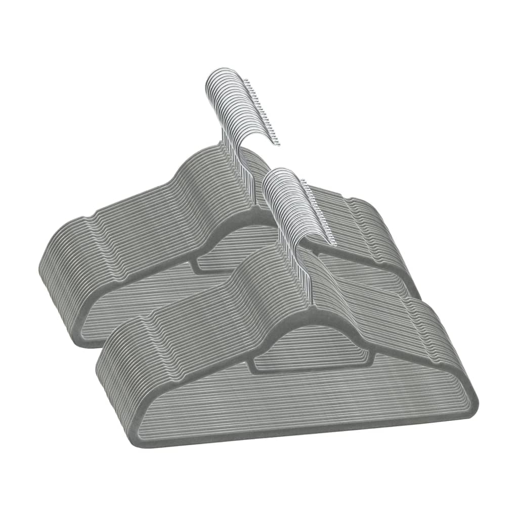 50-delige Kledinghangerset anti-slip fluweel grijs is nu te koop bij PeponiXL, paradijselijk wonen!