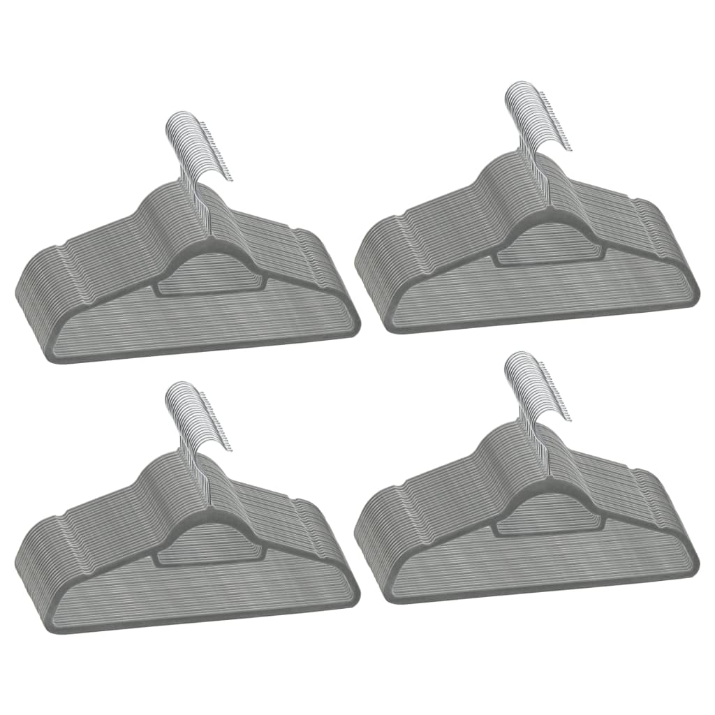 100-delige Kledinghangerset anti-slip fluweel grijs is nu te koop bij PeponiXL, paradijselijk wonen!