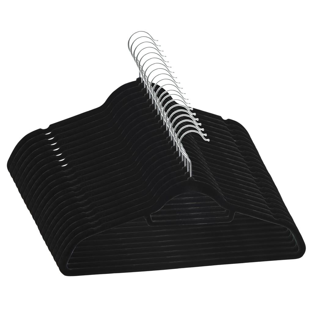 20-delige Kledinghangerset anti-slip fluweel zwart is nu te koop bij PeponiXL, paradijselijk wonen!