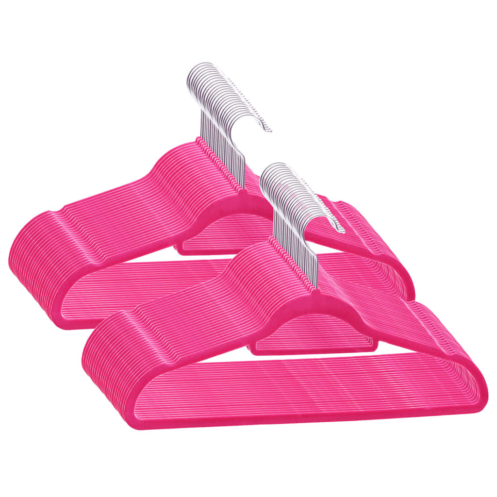 50-delige Kledinghangerset anti-slip fluweel roze is nu te koop bij PeponiXL, paradijselijk wonen!