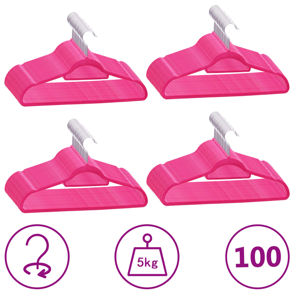 100-delige Kledinghangerset anti-slip fluweel roze is nu te koop bij PeponiXL, paradijselijk wonen!
